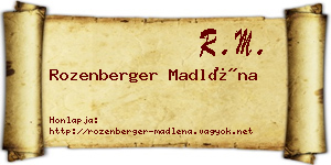 Rozenberger Madléna névjegykártya